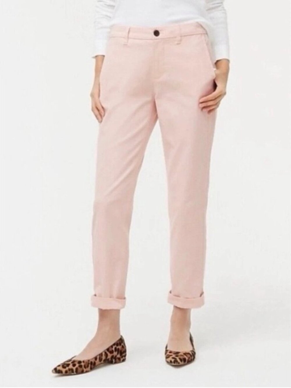 NWT J.Crew Factory AD156 High Rise Girlfriend Chino Pants Blush Pink Size 4